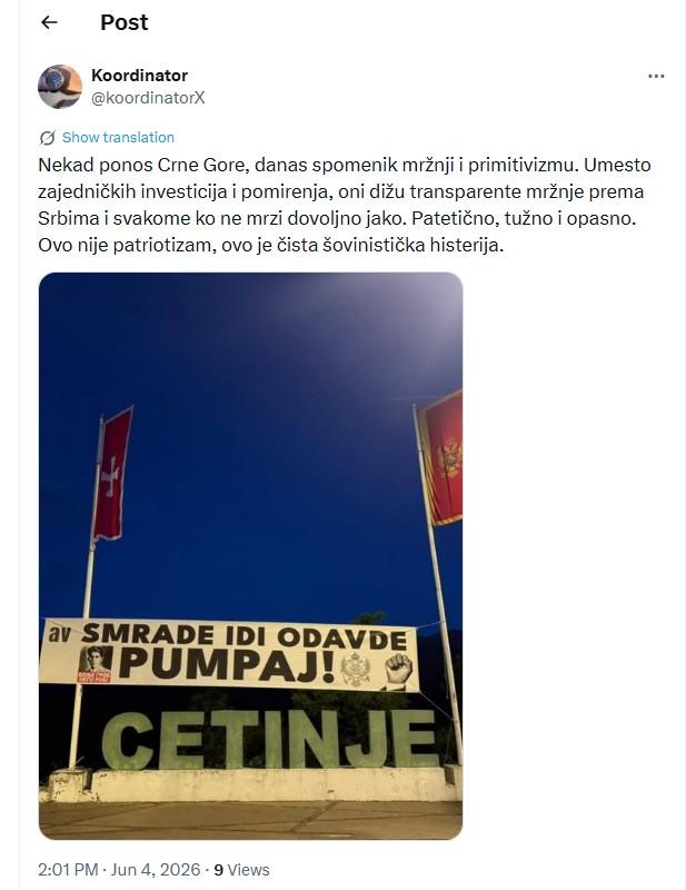 Cetinje, uvrede na račun Vučića