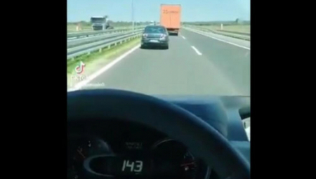 KAMIONDŽIJA LEGAO NA GAS! Pokušao da ga stigne kolima, a kada je video brzinometar uhvatio se za glavu! (VIDEO)
