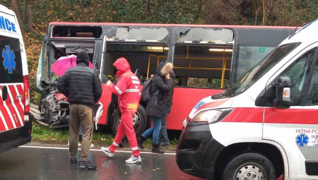 AUTOBUS KOJI SE PREVRNUO KOD UMKE POTPUNO SMRSKAN Vozač kamiona: Izvlačio sam ljude kroz prozor!