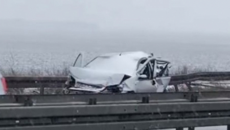 NESREĆA KOD PUPINOVOG MOSTA Automobil potpuno smrskan (FOTO/VIDEO)