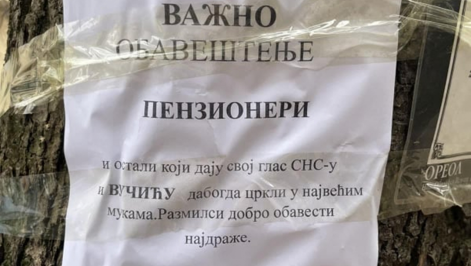 SKANDALČINA U NIŠU Opozicija nepismenim plakatima pretila penzionerima (FOTO)