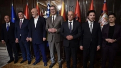 PREDSEDNIK SRBIJE DOMAĆIN SVEČANE VEČERE Vučić sa gostima Samita u okviru inicijative "Otvoreni Balkan"