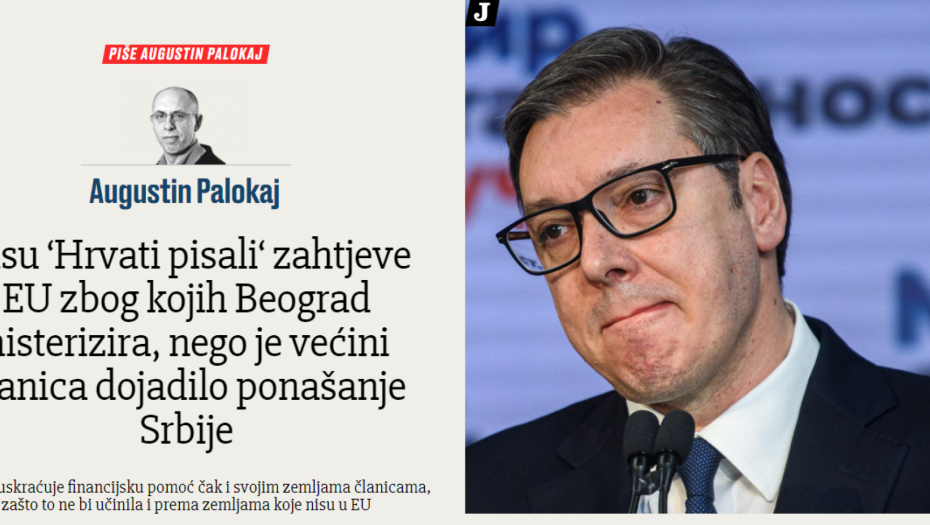 PLENKOVIĆ STOJI IZA USTAŠKE KAMPANJE PROTIV VUČIĆA I SRBIJE Kolumnista "Jutarnjeg lista"  traži da se ukine finansijska podrška Srbiji i zaustavi na evropskom putu (FOTO)