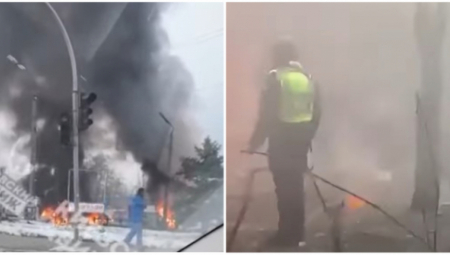 TELA, VATRA, CRN DIM PREKRIVA NEBO Snimak otkrio stravične posledice raketiranja Kijeva (VIDEO)