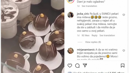 MIŠ UZ KOLAČ, MIŠ NIZ KOLAČ! Srbija zgrožena snimkom glodara koji se šeta po vitrini sa hranom