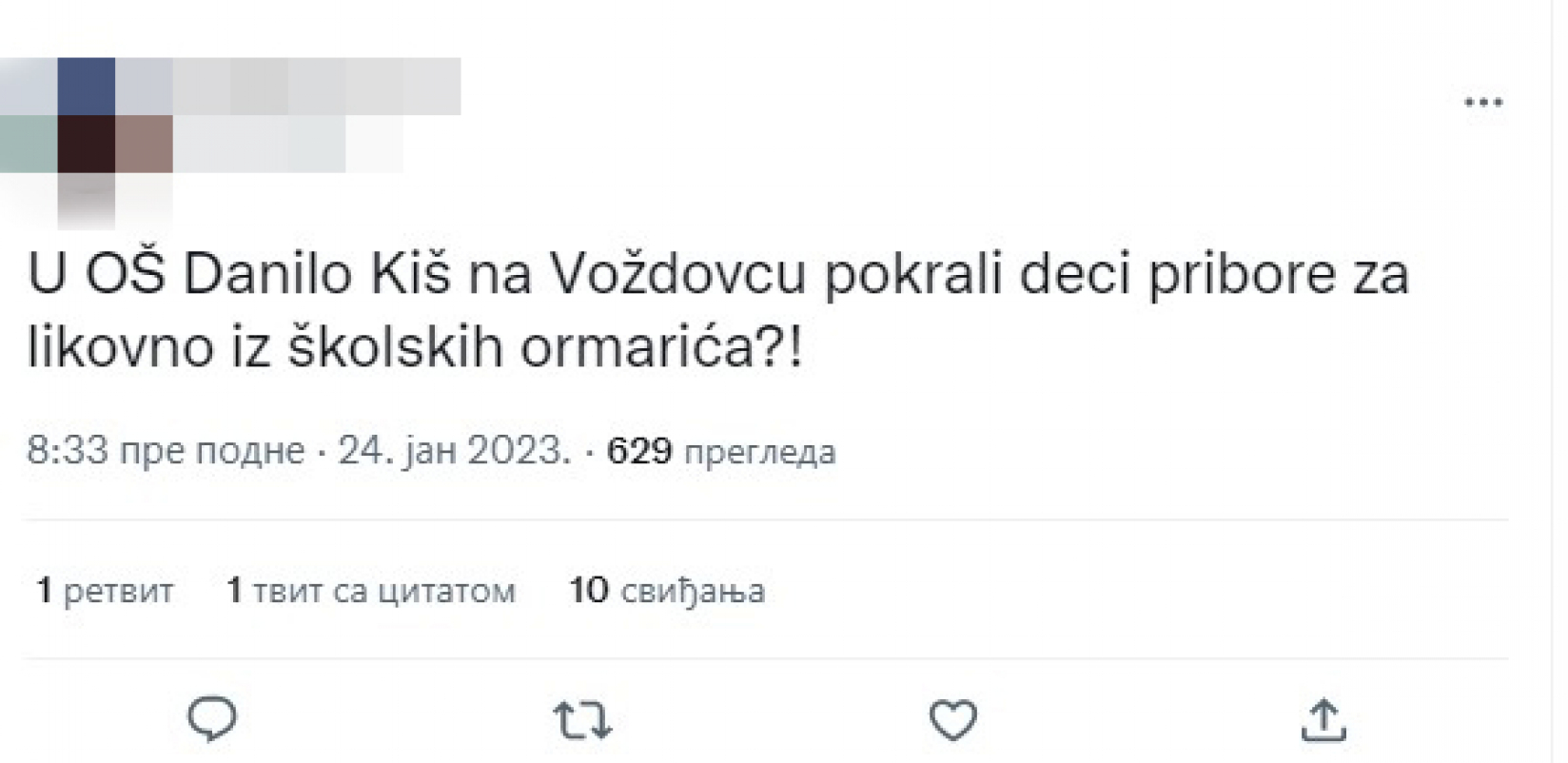 UKRADENI PRIBOR ZA LIKOVNO STOJI KOD PORTIRA! Tviter pravdoljupci prave više štete nego koristi