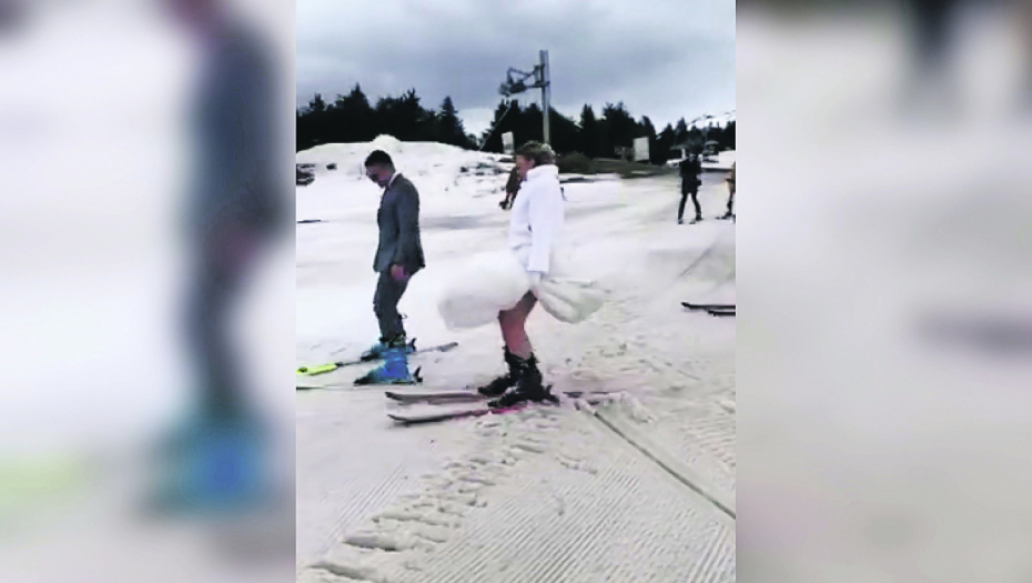 NESVAKIDAŠNJE VENČANJE Nakon spusta u pancericama svatovi opleli užičko kolo: Mladenci stali na skije umesto na ludi kamen