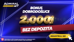 DOBRO DOŠLI U ADMIRALBET SVET KLAĐENJA Iskoristite 2000 dinara Bonusa dobrodošlice već danas!