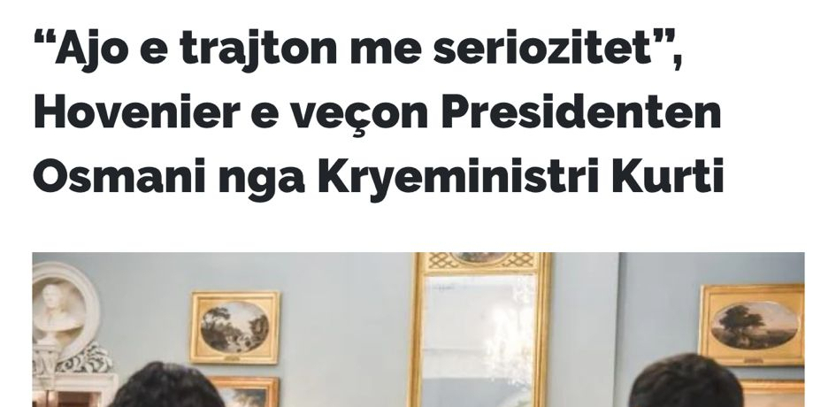 PRIŠTINSKI MEDIJI ŠOKIRANI REAKCIJOM HOVENIJERA 'Mislim da me Vjosa Osmani ovaj put ozbiljno shvatila! Ovo je kraj!'"