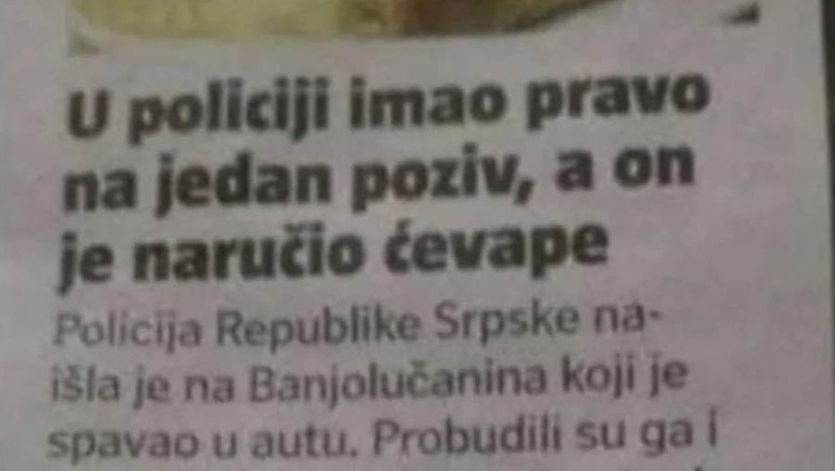 BIO JE PRIVEDEN I IMAO PRAVO SAMO NA JEDAN POZIV Pogledajte šta je uradio i nasmejao ceo region (FOTO)