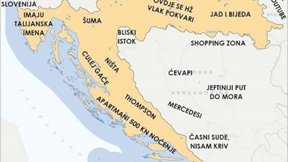 MAPA ZA POČETNIKE Slavonac je napravio kartu Balkana, zbog koje ćete plakati od smeha