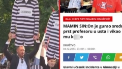Protest "protiv nasilja" predvodi osumnjičeni za nasilje nad profesorom (FOTO)