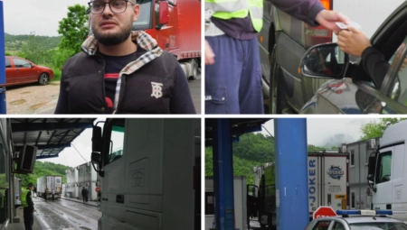 SATIMA ČEKAMO U KAMIONU, NE ZNAMO ŠTA NAS ČEKA! Vozači kamiona iz centralne Srbije od juče stoje na adminstrativnom prelazu Jarinje u kilometarskoj koloni