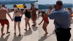 Na plaži u Neumu policajac prekinuo tradicionalno kolo zbog remećenja javnog reda i mira (VIDEO)
