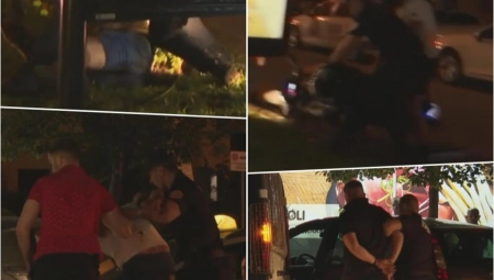 DRAMATIČAN SNIMAK POTERE U BUDVI: Motociklista uporno beži, policajac istrčava iz vozila i skače na motor (VIDEO)