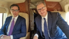 ŽIVELO PRIJATELJSTVO SRBIJE I SEVERNE MAKEDONIJE Predsednik Vučić se sa Pendarovskim uputio ka Vranju (FOTO)