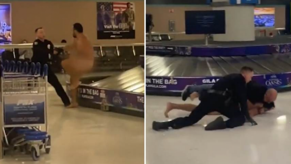 ČOVEK GO KAO OD MAJKE ROĐEN NA AERODROMU Svi su se zgranuli kad su videli šta radi, obezbeđenje ga savladalo