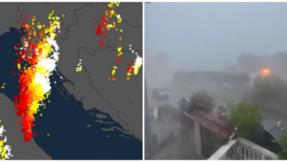 HRVATSKA ZABELEŽILA 20.000 MUNJA ZA DVA SATA Na udaru jakog nevremena, vetar lomio drveće
