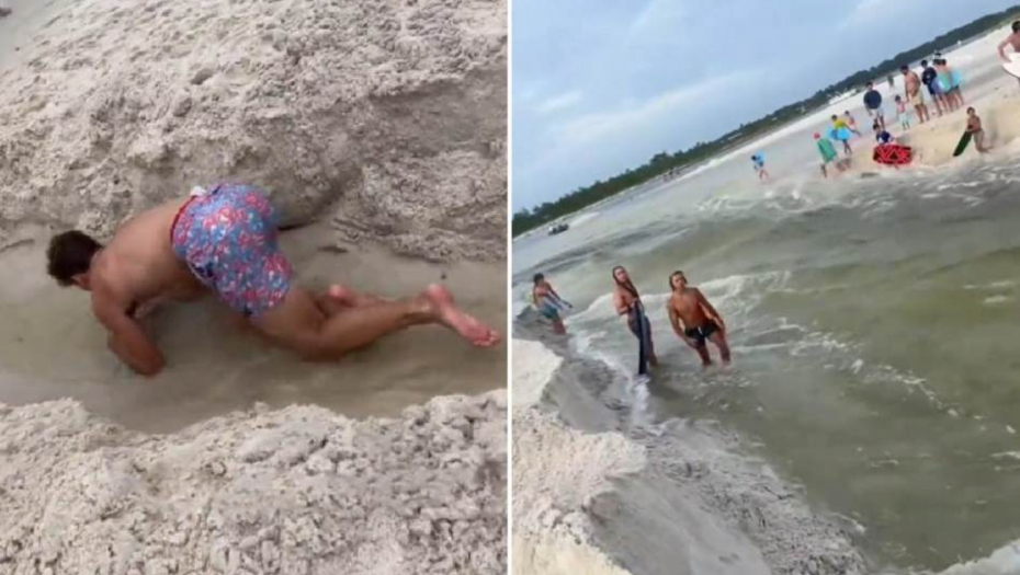 SITUACIJA IZMAKLA KONTROLI Nasred plaže počeo da kopa, ljudi se razbežali, policija ga uhapsila