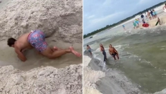 SITUACIJA IZMAKLA KONTROLI Nasred plaže počeo da kopa, ljudi se razbežali, policija ga uhapsila