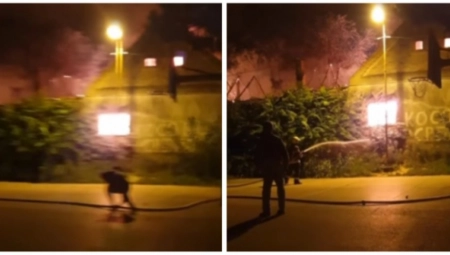 GORI KUĆA KOD ALIBUNARA Vatrogasci na terenu