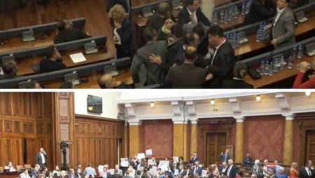 KURTIJEVA OPOZICIJA Poslanici dela opozicije divljaju u parlamentu, scene kakve smo gledali samo u Prištini