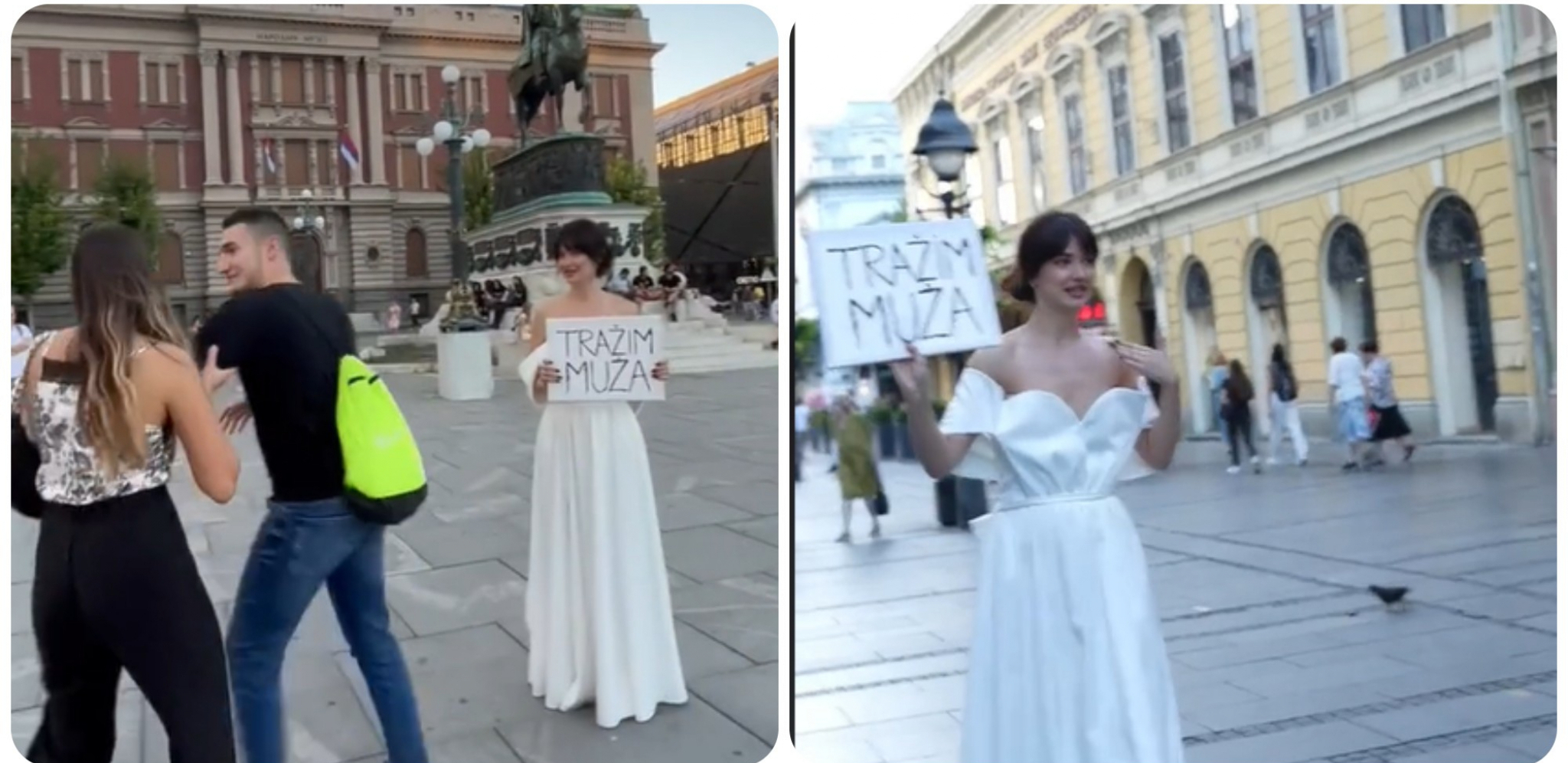 "TI SI LUDA" Milena je prošetala centrom Beograda u venčanici tražeći muža, a reakcije su urnebesne