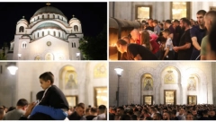 MUK ISPRED HRAMA SVETOG SAVE Beograđani sa decom pale sveće za ubijene Srbe