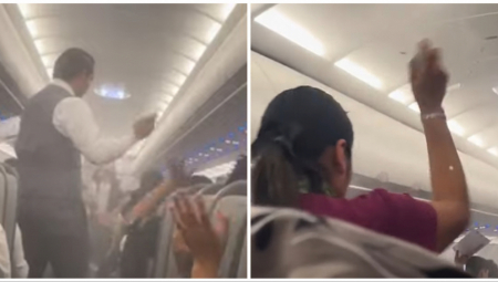 IZBIO OPŠTI METEŽ U AVIONU Putnici mlataraju rukama, stjuard prska sprej na sve strane! Neobična scena u Meksiku (VIDEO)