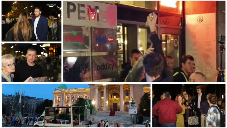 DEMONSTRANTI SE RAZILAZE Novi čin vandalizma na 25. političkom protestu u Beogradu (FOTO)