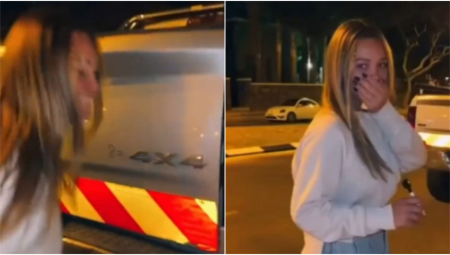 KOLIKO JE 4x4? Htela da ispadne duhovita, pa se izblamirala za sve pare! Prišla je autu i pokazala svoje "znanje" (VIDEO)
