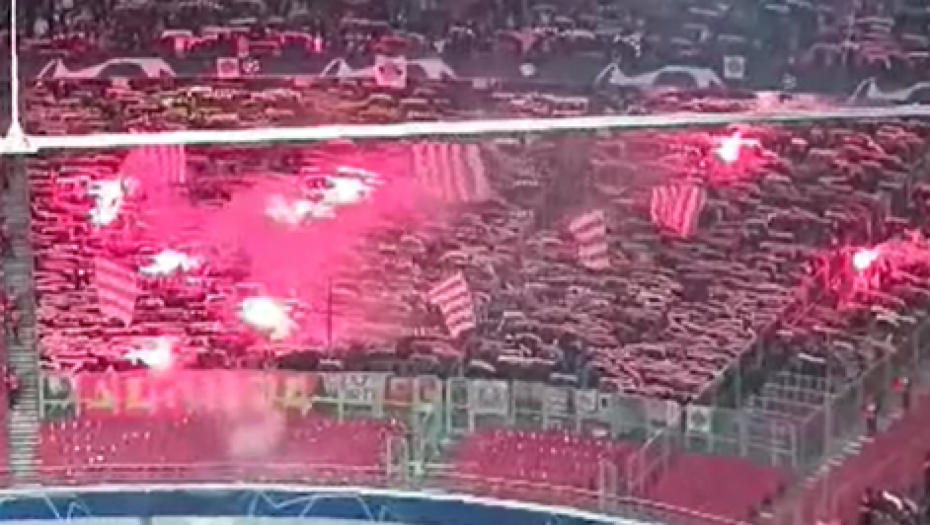 VATREN POČETAK U LAJPCIGU Bakljada navijača Zvezde pred meč sa Nemcima (VIDEO)
