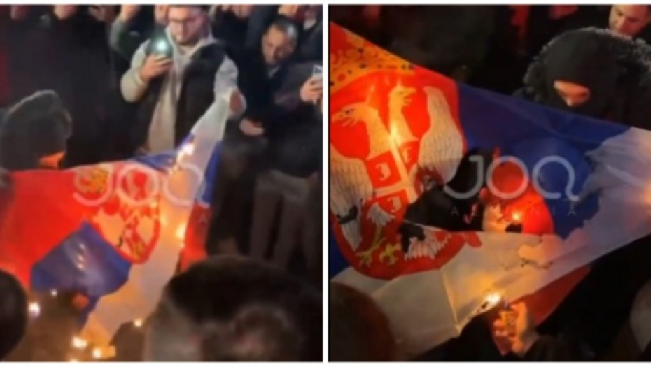 ALBANCI ZAPALILI SRPSKU ZASTAVU NA TRGU U TIRANI Snimljeno divljaštvo navijača, GLEDAJTE ŠTA RADE (VIDEO)