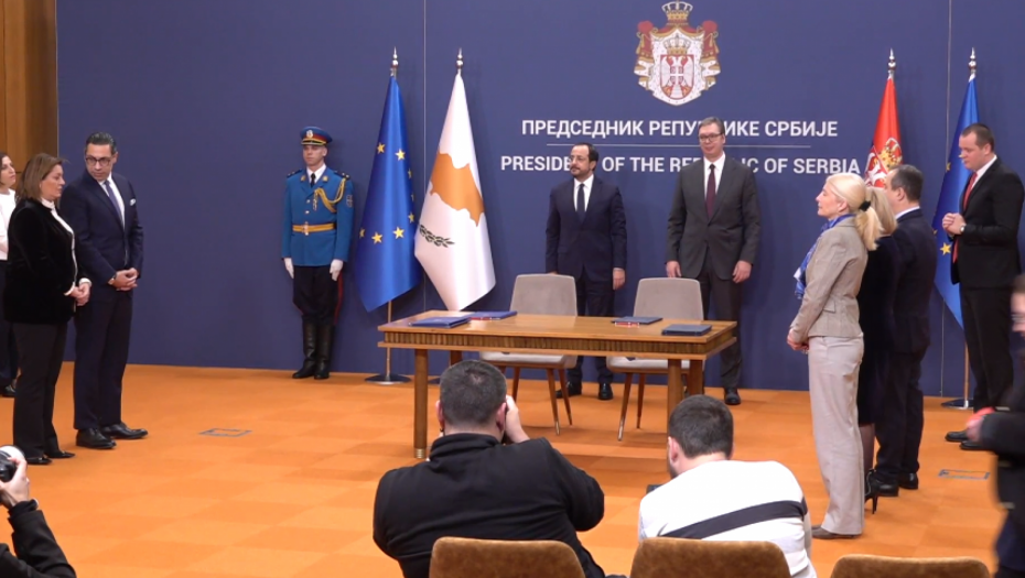 VUČIĆ SA HRISTODULIDISOM Potpisani memorandumi o saradnji Srbije i Kipra (VIDEO)
