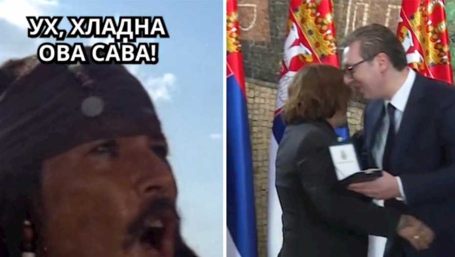 "UH, HLADNA OVA SAVA" Vučić se na TikToku na šaljiv način podsetio dolaska Džonija Depa u Srbiju, tada ga je odlikovao