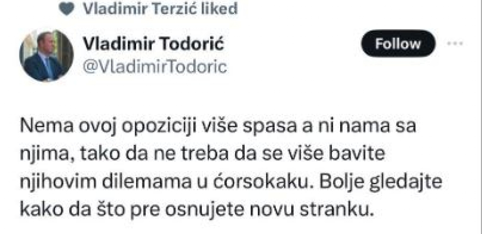 TODORIĆ RAZVALIO ĐILASOVCE "Nema ovoj opoziciji više spasa"