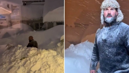 SNEG PREKRIO KUĆU DO KROVA Nesvakidašnji snimci iz Evrope - ljudi ne mogu da izađu na vrata, pa skaču sa prozora na -40