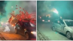 "BOŽIĆ JE, PUCAJU PRANGIJE" Hit snimak, momci uz Baju doneli badnjak u crkvu u Resavici, PRST PRED OKOM SE NE VIDI OD BAKLJI