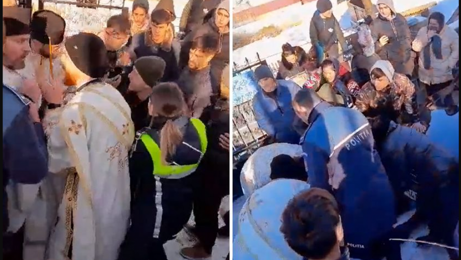 PRAVOSLAVNI SVEŠTENIK LEGAO ISPRED KAPIJE GROBLJA Na sve načine pokušao da zaustavi sahranu, policija reagovala (VIDEO)
