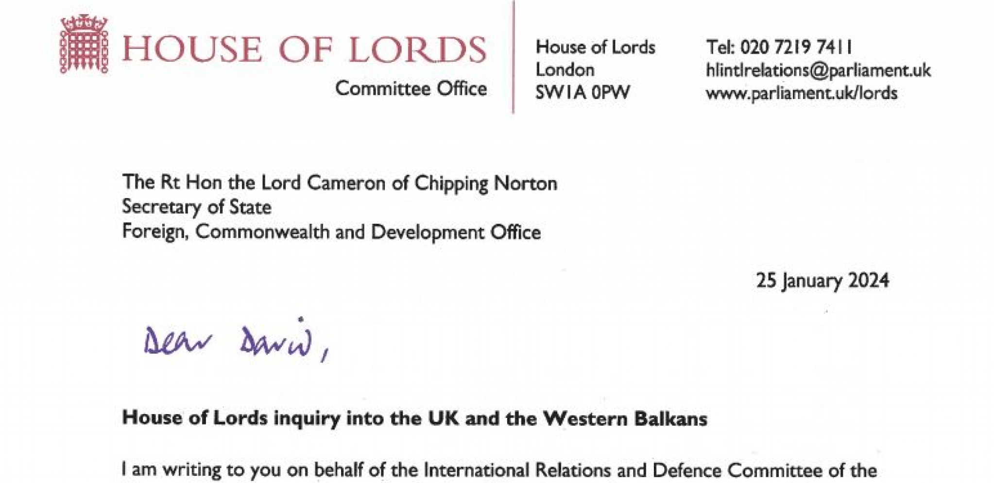 DOM LORDOVA PISAO KAMERONU Sprema se novi napad na Srbiju u režiji Londona