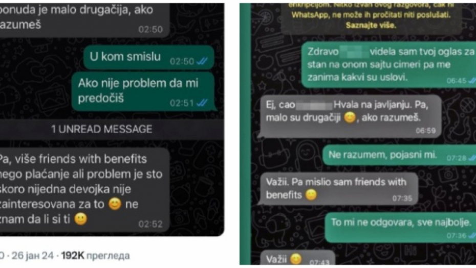 DEVOJKA HTELA DA IZNAJMI STAN U BEOGRADU, PA DOŽIVELA UŽAS "Mislio sam malo da... " - GNUSNO šta joj je slao