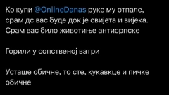 BARBA UGASIO ANTISRPSKI TABLOID "Sram vas bilo životinje antisrpske. Gorili u sopstvenoj vatri"