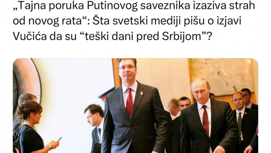ANTIDRŽAVNI NASLOVI OPOZICIONIH MEDIJA KOJIMA ŽELE DA PORUČE: Ako dođe do bilo kakvog rata, uvek ce Srbija biti kriva!