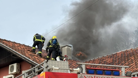 POŽAR U NOVOM SADU Gori krov kuće, tri vatrogasna vozila na terenu (FOTO/VIDEO)