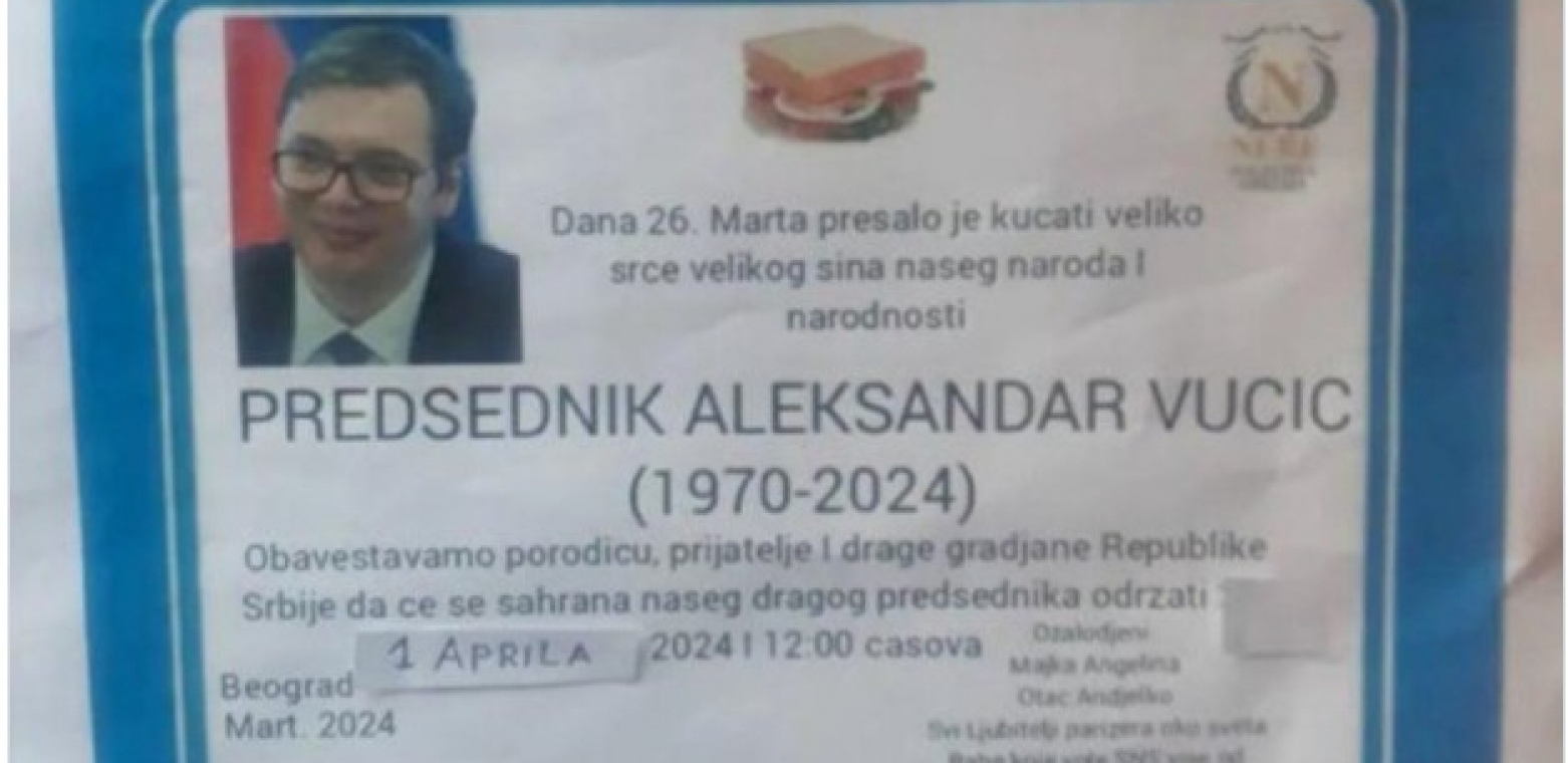 OVO RADE KAD NEMAJU PROGRAM Objavljuju umrlice političkih protivnika, posle Vučića, na red došao još jedan političar