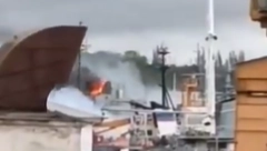 GORI RUSKI VOJNI BROD Ukrajinci ispalili raketu na Crnomorsku flotu, izbio požar (VIDEO)
