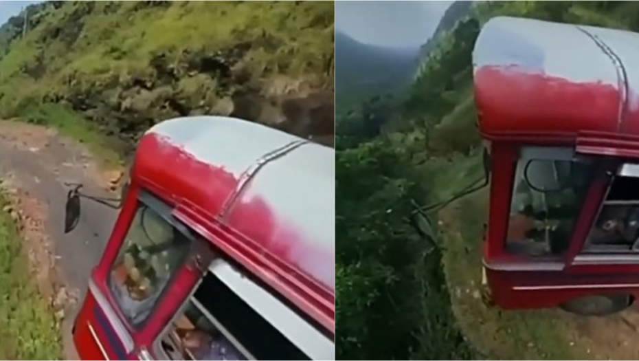 AUTOBUS VOZI TIK IZNAD PROVALIJE Pogledajte kako vozač leluja napred nazad, prizor ledi krv u žilama! (VIDEO)
