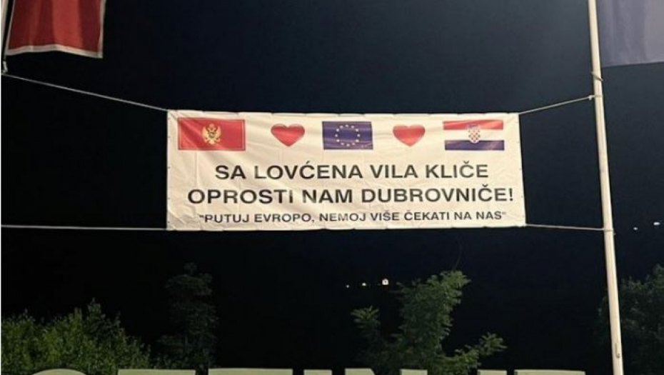 BRUKA I SRAMOTA NA CETINJU Crnogorci razvili transparent sa porukom za Hrvate