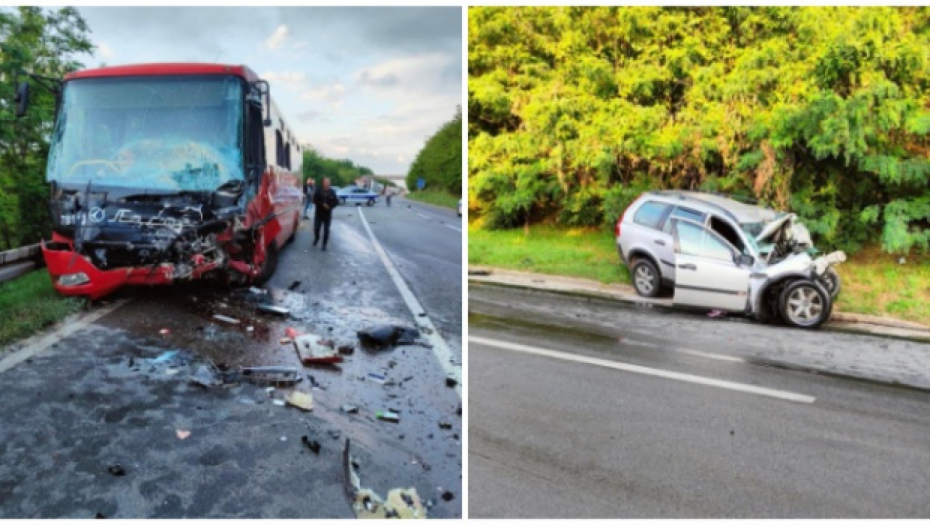 VOZAČ PUTNIČKOG AUTOMOBILA SKRENUO U SUPROTNU TRAKU, I UDARIO DIREKTNO U AUTOBUS Oglasio se ministar unutrašnjih poslova
