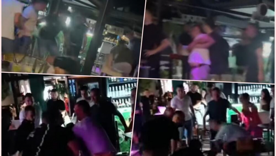 JEZIV SNIMAK TUČE IZ NEUMA! Konobari premlatili gosta - jedan ga drži, PETORICA tuku (VIDEO)